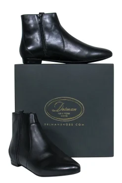 Delman - Black Leather "Wiley" Chelsea Booties Sz 9.5