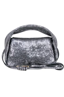 Demellier London - Silver Metallic Sheepskin Leather Mini Bag