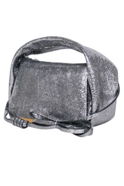 Demellier London - Silver Metallic Sheepskin Leather Mini Bag
