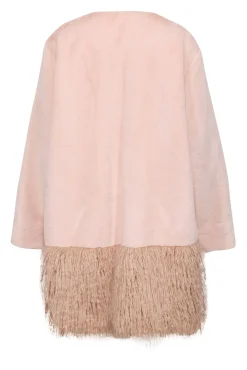 Dennis by Dennis Basso - Light Pink Faux Fur Clasp-Up Longline Coat w/ Fuzzy Hem Sz 2X