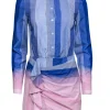 Derek Lam - Blue & Pink Ombre Button-Up Cotton Shirtdress Sz 0