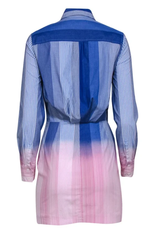 Derek Lam - Blue & Pink Ombre Button-Up Cotton Shirtdress Sz 0