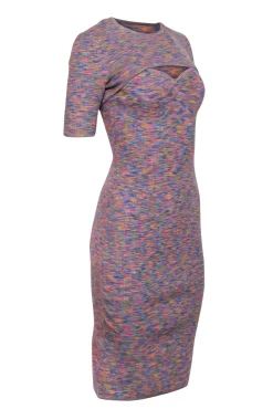 Derek Lam - Blue, Pink, & Orange Rainbow Mix Knit Dress w/ Detachable Shrug Sz S