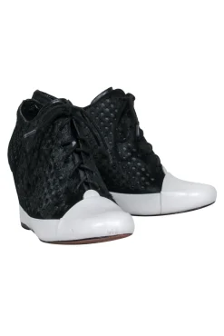 Derek Lam 10 Crosby - Black Perforated Ponyhair Sneakers Sz 6.5