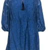 Derek Lam 10 Crosby - Blue Textured Long Sleeve Shift Dress w/ Tassels Sz 00