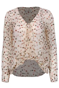 Derek Lam 10 Crosby - Cream, Pink & Olive Floral Print Silk Blouse Sz 0