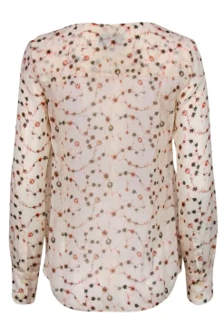 Derek Lam 10 Crosby - Cream, Pink & Olive Floral Print Silk Blouse Sz 0