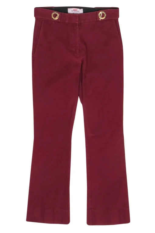 Derek Lam 10 Crosby - Deep Red Bootcut Stretchy Jeans w/ Gold-Toned Hardware Sz 4