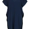 Derek Lam 10 Crosby - Navy Cap Sleeve Sheath Dress w/ Fringe Trim Sz 8