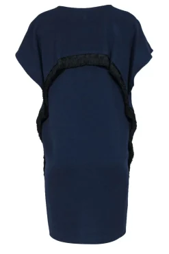 Derek Lam 10 Crosby - Navy Cap Sleeve Sheath Dress w/ Fringe Trim Sz 8