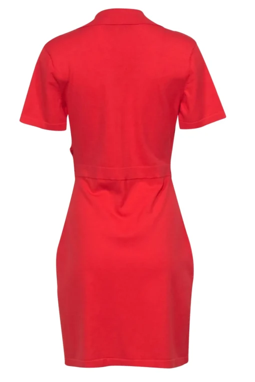 Derek Lam 10 Crosby - Orange Short Sleeve Knit Polo Wrap Mini Dress Sz M