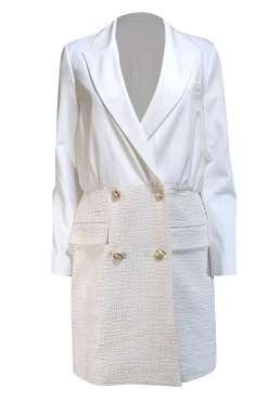 Derek Lam - Ivory Faux Wrap Bodice w/ Tweed Bottom Skirt Sz 8