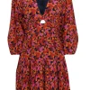 Derek Lam - Orange, Magenta, & Navy Floral Print Mini Dress Sz 4