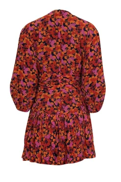 Derek Lam - Orange, Magenta, & Navy Floral Print Mini Dress Sz 4