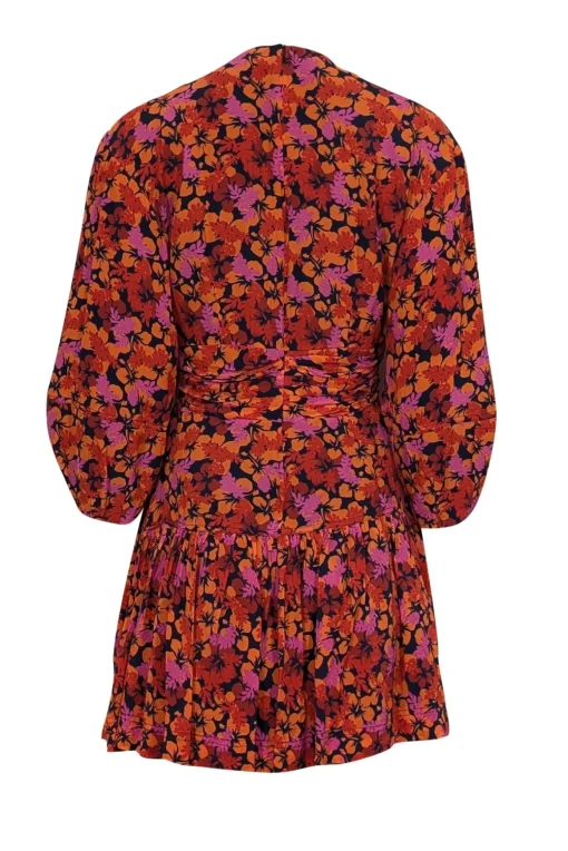 Derek Lam - Orange, Magenta, & Navy Floral Print Mini Dress Sz 4