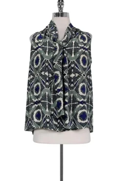 Derek Lam - Patterned Tank w/ Fabric Tie Sz 6