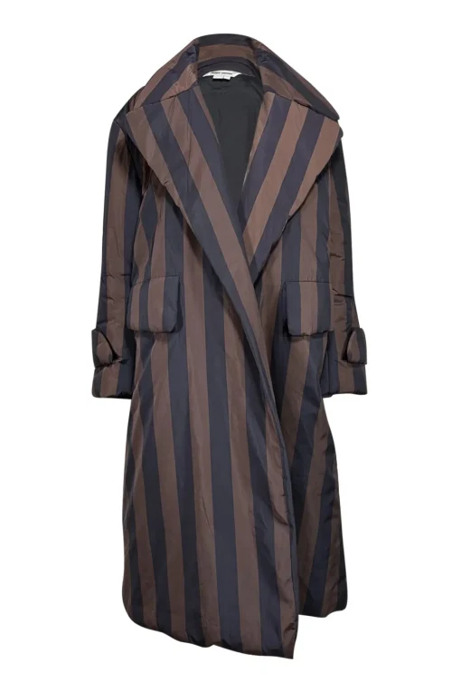 Dhruv Kapoor - Black & Army Green Striped Puff Kimono Jacket One Size