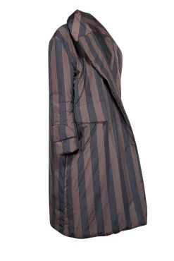 Dhruv Kapoor - Black & Army Green Striped Puff Kimono Jacket One Size