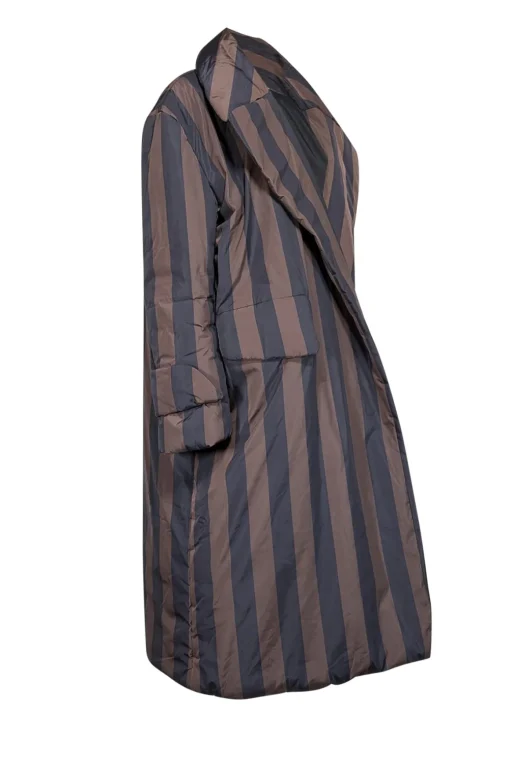 Dhruv Kapoor - Black & Army Green Striped Puff Kimono Jacket One Size