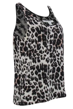 Diane von Furstenberg - Beige & Black Leopard Print Silk Tank Top Sz S