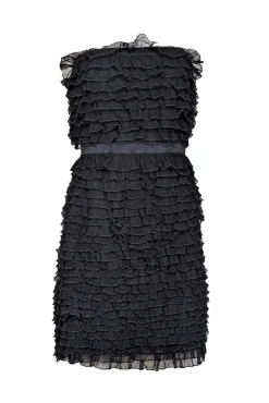 Diane von Furstenberg - Black Strapless Ruffled Mini Dress Sz S