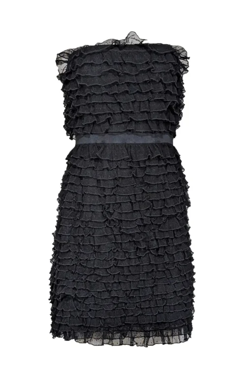 Diane von Furstenberg - Black Strapless Ruffled Mini Dress Sz S