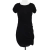 Diane von Furstenberg - Black Silk Gathered Short Sleeve Dress Sz 2