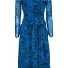 Diane von Furstenberg - Blue & Green Floral & Leaf Print Wrap Dress Sz S
