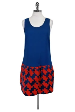 Diane von Furstenberg - Blue Patterned Dress Sz 4