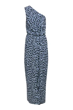 Diane von Furstenberg - Blue & Black Print Maxi Silk Dress Sz 2