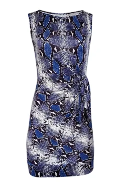 Diane von Furstenberg - Blue, Purple, & Off-White Snakeskin Print Sleeveless Dress Sz 2