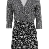 Diane von Furstenberg - Black & White Abstract Pattern Wrap Dress Sz 8