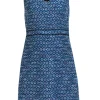 Diane von Furstenberg - Blue & White Tweed Midi Shift Dress Sz 6