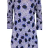 Diane von Furstenberg - Blue & Cream Printed Boat Neck Silk Shift Dress Sz 10