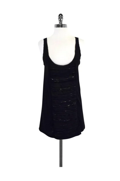 Diane von Furstenberg - Black Ruffle Tank Top Sz M