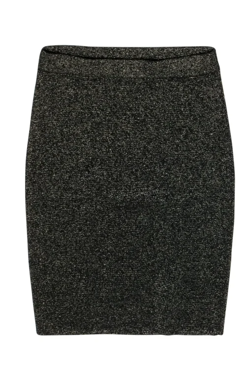 Diane von Furstenberg - Black & Gold Sparkly Wool Blend Knit Pencil Skirt Sz M