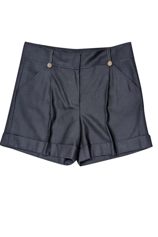 Diane von Furstenberg - Black Wool Pleated Shorts Sz 10