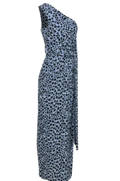 Diane von Furstenberg - Blue & Black Print Maxi Silk Dress Sz 2