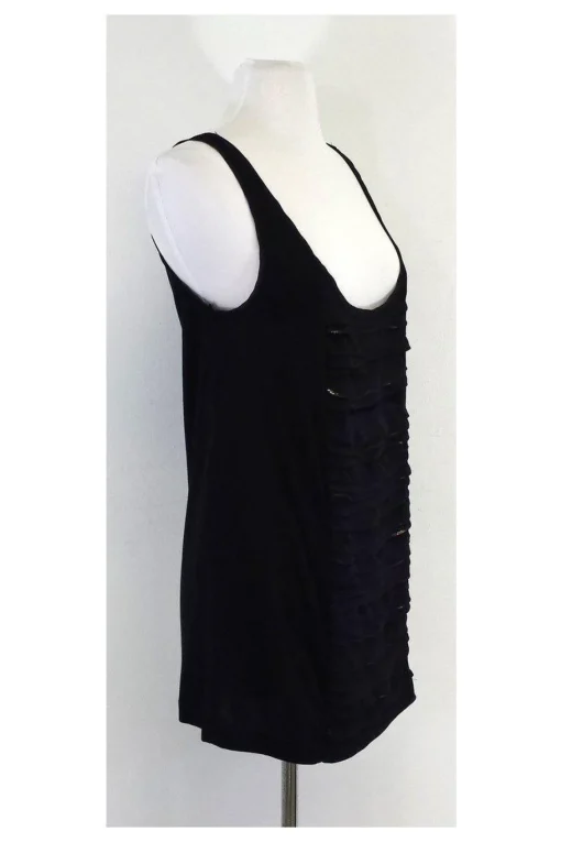 Diane von Furstenberg - Black Ruffle Tank Top Sz M