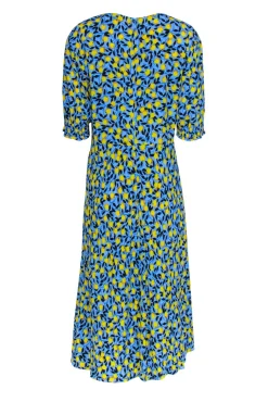 Diane von Furstenberg - Blue w/ Lemon Print Short Sleeve Dress Sz 14