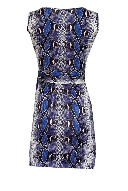 Diane von Furstenberg - Blue, Purple, & Off-White Snakeskin Print Sleeveless Dress Sz 2