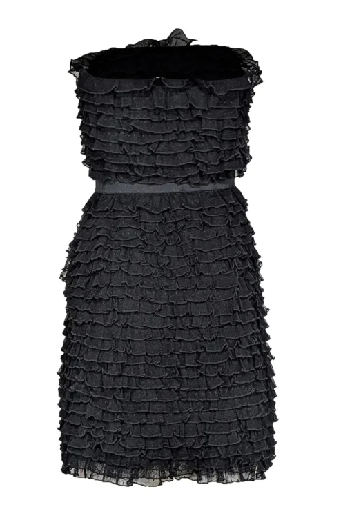 Diane von Furstenberg - Black Strapless Ruffled Mini Dress Sz S