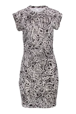 Diane von Furstenberg - Brown & Cream Print Short Sleeve Dress Sz 10