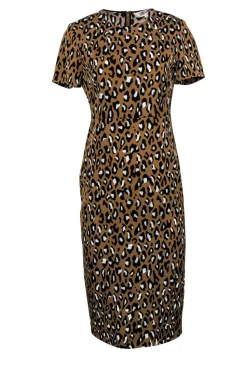 Diane von Furstenberg - Brown Leopard Print Sheath Midi Dress Sz 4