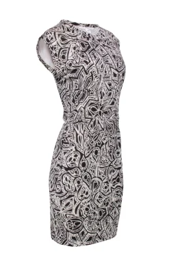 Diane von Furstenberg - Brown & Cream Print Short Sleeve Dress Sz 10