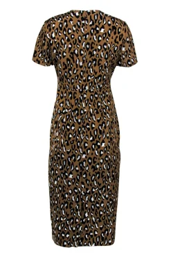 Diane von Furstenberg - Brown Leopard Print Sheath Midi Dress Sz 4