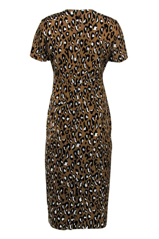 Diane von Furstenberg - Brown Leopard Print Sheath Midi Dress Sz 4