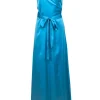 Diane von Furstenberg - Caribbean Blue "Pacific" Satin Wrap Gown Sz 10