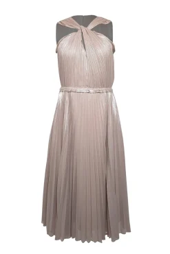 Diane von Furstenberg - Champagne Gold Plisse Sleeveless Dress Sz 6