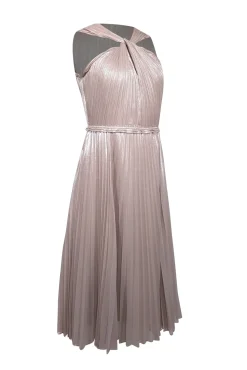 Diane von Furstenberg - Champagne Gold Plisse Sleeveless Dress Sz 6